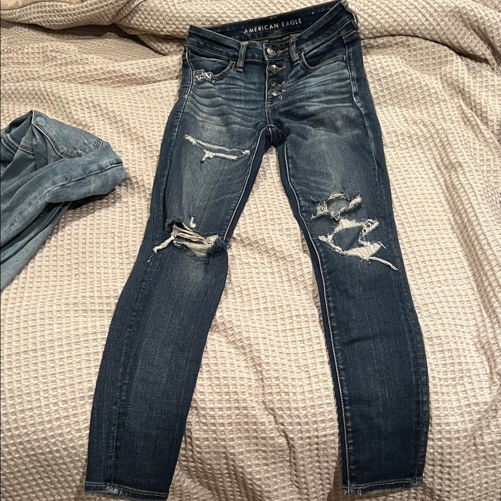 American Eagle next level stretch Women's Blue  Jeans size 2 Reg EUC